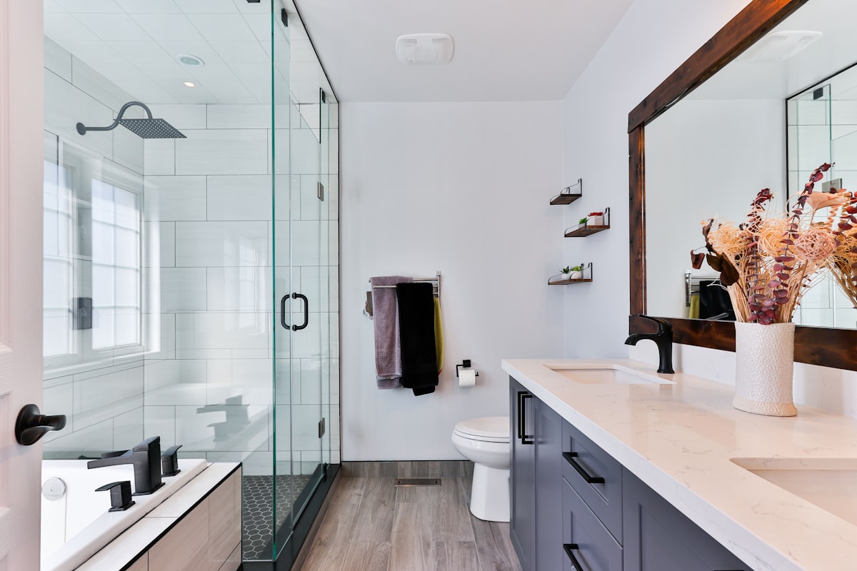 Renovated modern bathroom after BluePipe re-fit, bright and clean