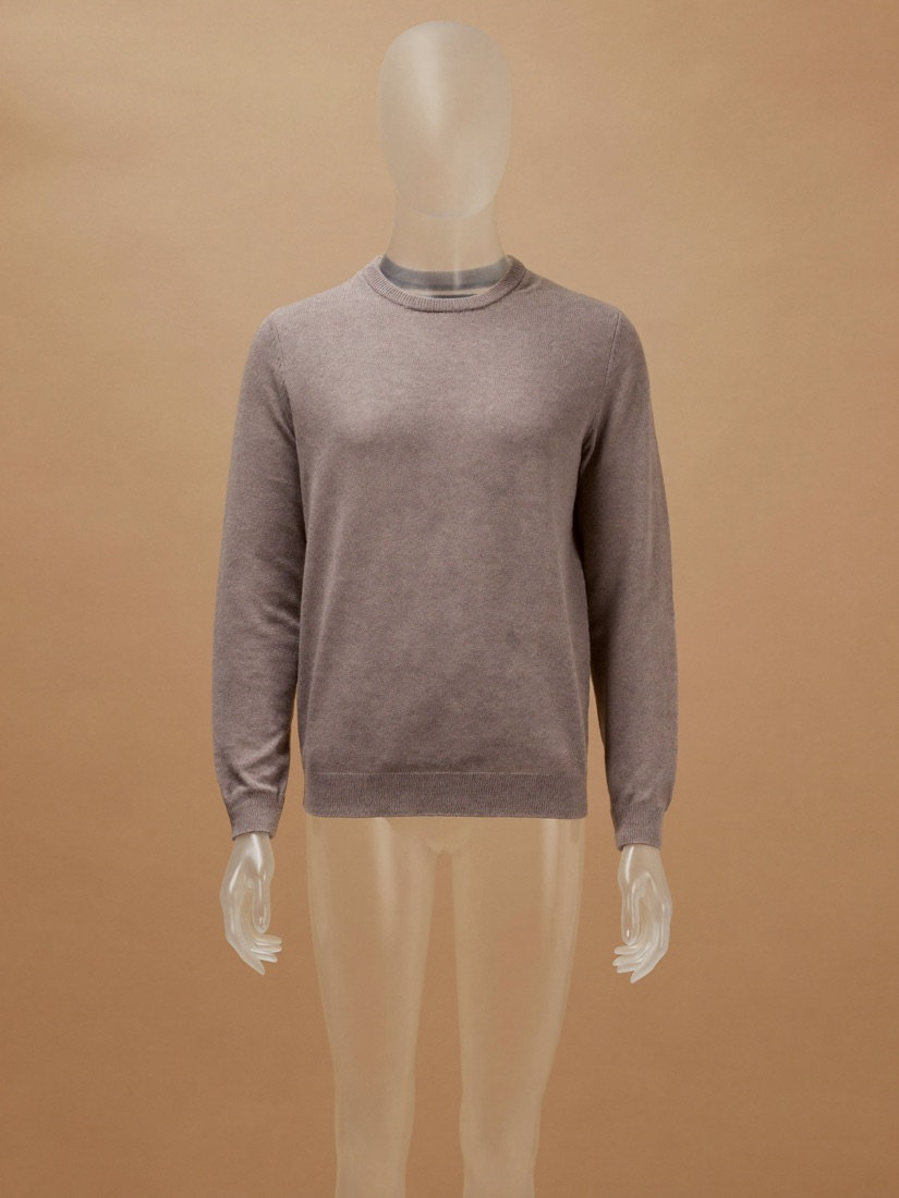 The Merino Crew — fine stone-grey crewneck sweater